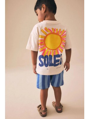 Monila Erkek Çocuk Pamuklu Bisiklet Yaka Baskılı T-Shirt ve Şort Alt Üst Takım