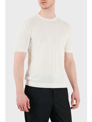 Emporio Armani Pamuklu Slim Fit Bisiklet Yaka Kısa Kollu Kazak Erkek Kazak EM004740 AF23761 U1107