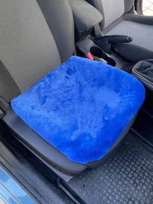 MidasTech Yumuşak Tüylü Peluş Serme Oto Koltuk Koruyucu Minder Ön Tekli Mavi Nemere