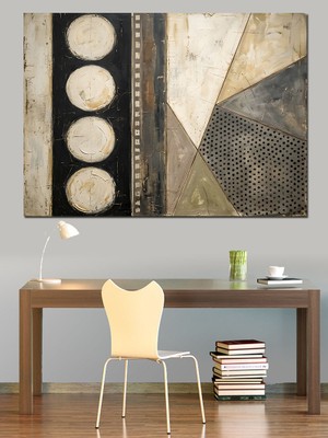 Karizma Tablo Modern Geometrik Metalik Doku Sanatı Dekoratif Kanvas - Mdf Ahşap Tablo