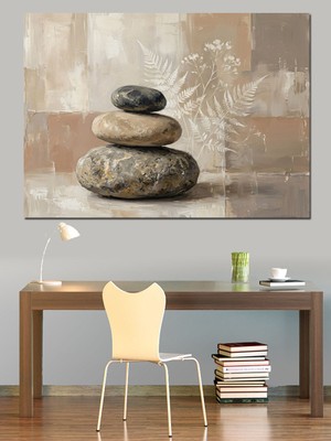 Artmeg Dengede Duran Taşlar Minimalist Sanat Dekoratif Kanvas - Mdf Ahşap Tablo