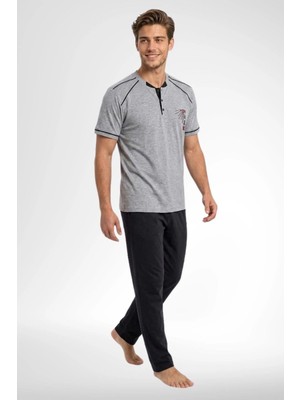 Mecit Pijama Mecit 4006 Gri %100 Pamuk Erkek Pijama Takımı
