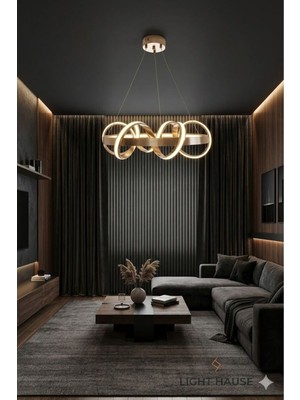 Light House Yıldız Model Gold LED Salon Avizesi - 6 Halkalı