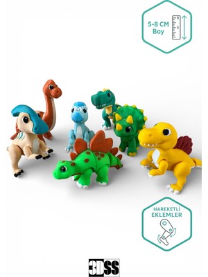 3DSS 7’li Mini Dinozor Figürleri Seti | Eğitici Çocuk Oyuncak | Pinyata Dolgu & Parti Hediyesi & Pasta Süsü