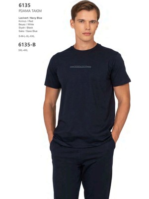 Pierre Cardin 6135 Erkek Kısa Kollu Bisiklet Yaka Pijama Takımı-Lacivert