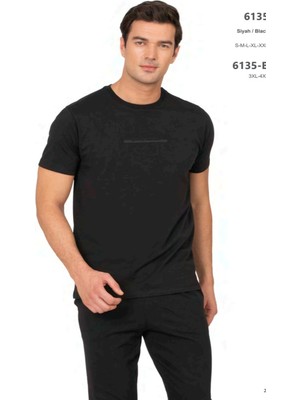 Pierre Cardin 6135 Erkek Kısa Kollu Bisiklet Yaka Pijama Takımı-Siyah