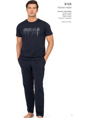 Pierre Cardin 6125 Erkek Kısa Kollu Bisiklet Yaka Pijama Takımı-Lacivert