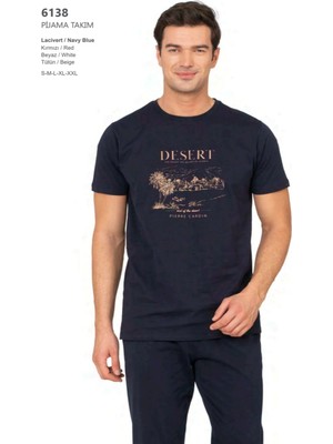 Pierre Cardin 6138 Erkek Kısa Kollu Bisiklet Yaka Pijama Takımı-Lacivert