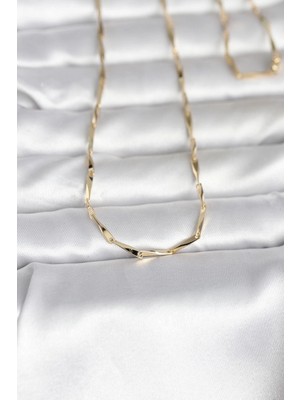 Zenvia Zcv Mey Ithalat® cm 14K Gold Renk Kesme Çubuk Zincirli Model 60 cm Kadın Kolye ZNV2026