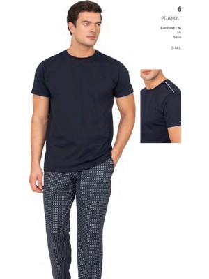 Pierre Cardin 6122 Erkek Kısa Kollu Bisiklet Yaka Pijama Takımı-Lacivert