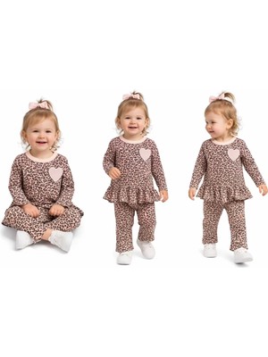 Baby Najmaddin 9/18 Ay Leopar Baskılı Penye Bebek Takımı Najmaddin