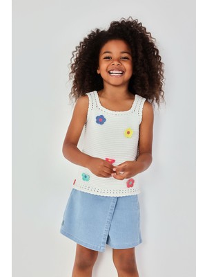 Boboli Denim Şort Etek 2 Yaş-6 Yaş Mavi
