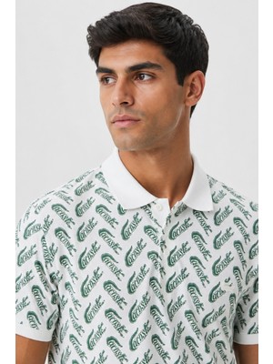 Lacoste Slim Fit Polo T-Shirt Erkek Polo Yaka Tişört Beyaz