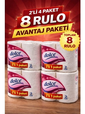Bezo Najmaddin Dolce Çift Katlı Kağıt Havlu 2'li Rulo 4 Paket Yüksek Emicili Çok Amaçlı Kağ