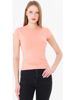 Sortie Collection Kadın Bisiklet Yaka Pamuklu Fit Basic Tshirt