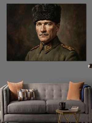 Karizma Tablo Mustafa Kemal Atatürk Klasik Portre Dekoratif Kanvas - Mdf Ahşap Tablo