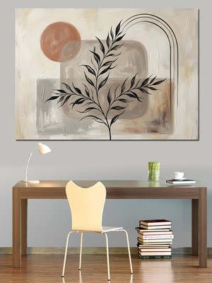 Karizma Tablo Minimalist Yaprak ve Geometrik Formlar Dekoratif Kanvas - Mdf Ahşap Tablo