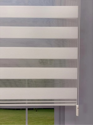Donatti Perde Fiori Serisi Beyaz Mikro Plise Modern Zebra Stor Perde