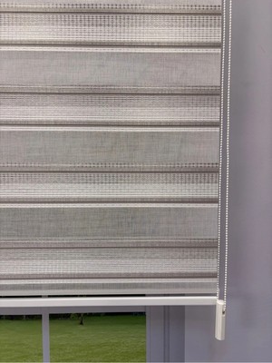 Donatti Perde Viola Serisi Gri Keten Dokulu Modern Zebra Stor Perde