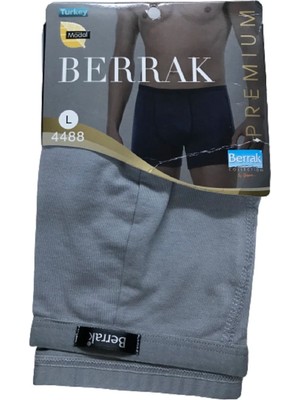 Berrak 2'li Paket 4488 Ince Lastikli Modal Erkek Gri Boxer Short