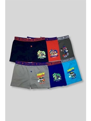 Tutku Erkek Çocuk Likralı Baskılı Boxer 6`lı Karışık Desenli Konforlu İç Giyim