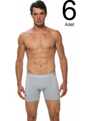 Gümüş 6'lı Paket Likralı Erkek Boxer
