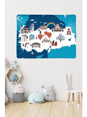 Esa Kids Keşfetmeye Odandan Başla! Esatoys Ikonlu Türkiye Haritası Duvar Stickerı