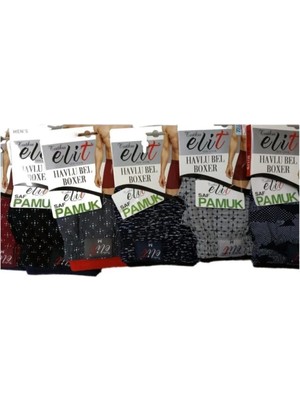 Tutku Elit Çok Renkli Erkek Havlu Bel Boxer 6'lı Paket Farklı Desenlerle Şık ve Rahat