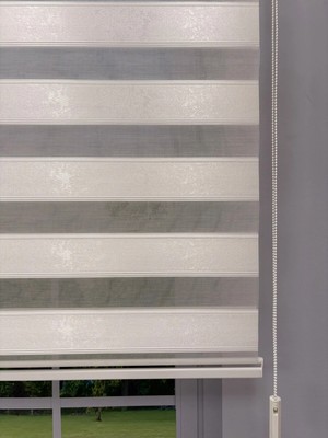 Donatti Perde Amora Serisi Sedefli Beyaz Renk Modern Zebra Perde