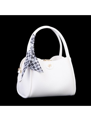 Nas Bag Fularlı Mini Boy El ve Çapraz Çanta Beyaz  Lopez