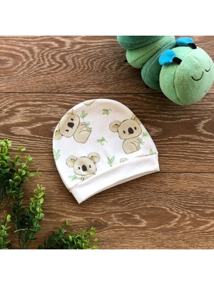 Renkli Puset Koala Desenli Puset Penye Bebek Şapka Ekru Kız Çocuk İçin Rahat Tasarım