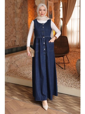 İmaj Butik Lacivert Düğmeli Cepli Kot Jile