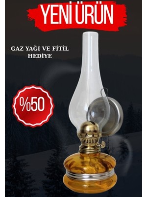 Nostaljik Gaz Lambası – Cam Şişe Tasarımlı Dekoratif Lamba + Gaz Yağı ve Fitil Hediyeli