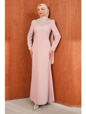 İmaj Butik Pudra Taşlı Balık Model Abiye
