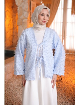 İmaj Butik Bebe Mavi Ön Bağlamalı Püsküllü Kimono