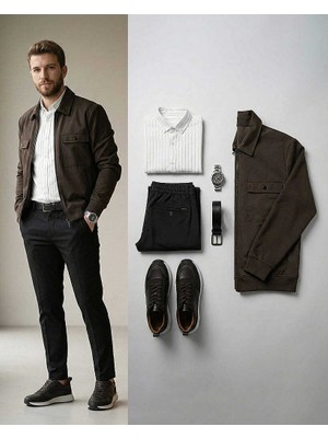 Beystil Erkek Beyaz Çizgili Gömlek 2434 - Slim Fit