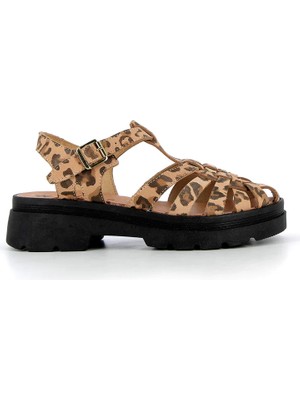 Meduse Sunglass New Leo - Leopar Desenli Platformlu Kadın Sandalet