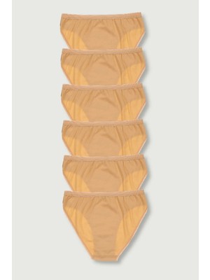 Tutku Kadın Ten 6'lı Paket Bikini Külot %100 Pamuk Standart Beden