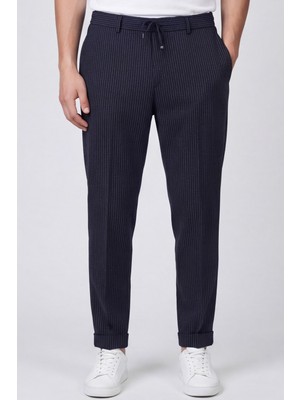 Giotelli Erkek Siyah Dar Kesim Slim Fit Dokuma Yan Cep Lastikli Bel Pantolon