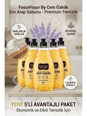 Foşur Foşur By Cem Özkök Lavanta Kokulu Bitkisel Sıvı Arap Sabunu 750 ml 5 Adet Pratik Temizlik Özelliği