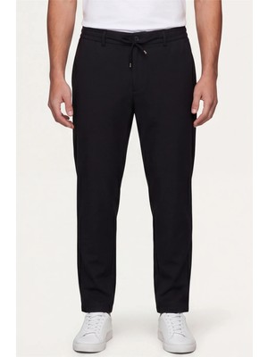 Sabri Özel Erkek Siyah Normal Kesim Regular Fit Pamuklu Armürlü Bel Lastikli Jogger Pantolon