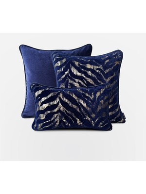 Lidoma Home "navy Zebra" Desenli Kırlent Kılıfı Seti- Gold