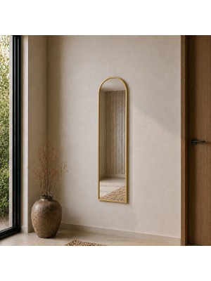 Aypars Atölye Modern Kemer Form Boy Aynası 40X120 cm – Minimalist Ince Altın Çerçeveli Dekoratif Duvar Aynası 2026 Trend