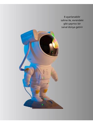 Teknodayım 8 Efektli Astronot Galaxy Projektör Uzaktan Kumandalı LED Gece Lambası