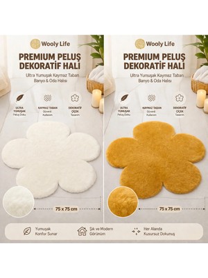 Peluş Halı Çiçek Desen 75X75 Paspas Çocuk Odası