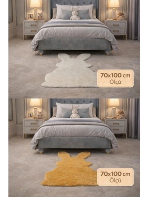 Peluş Halı Tavşan Desen 70X100 Paspas Çocuk Odası