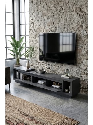 PlatinReyon Vista Ayarlanabilir Tv Ünitesi 160-270 cm - Uzayabilen Tv Sehpası Antrasit
