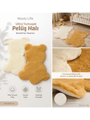 Peluş Yan Duran Ayıcık Desen 70X100 Paspas Çocuk Odası