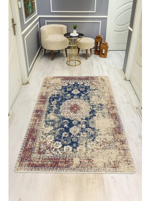 NEWORA Eskitme Desenli Dijital Baskı Kaymaz Taban Halı H0940