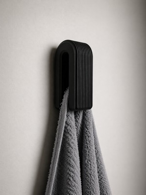 ModuLab 3D Duvara Monte Havlu Askısı Siyah – Modern Minimal Tasarım Duvar Kancası, Banyo ve Mutfak Askılığı